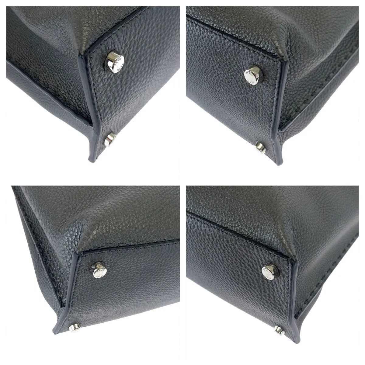 Fendi Peekaboo Leather Handbag Gray