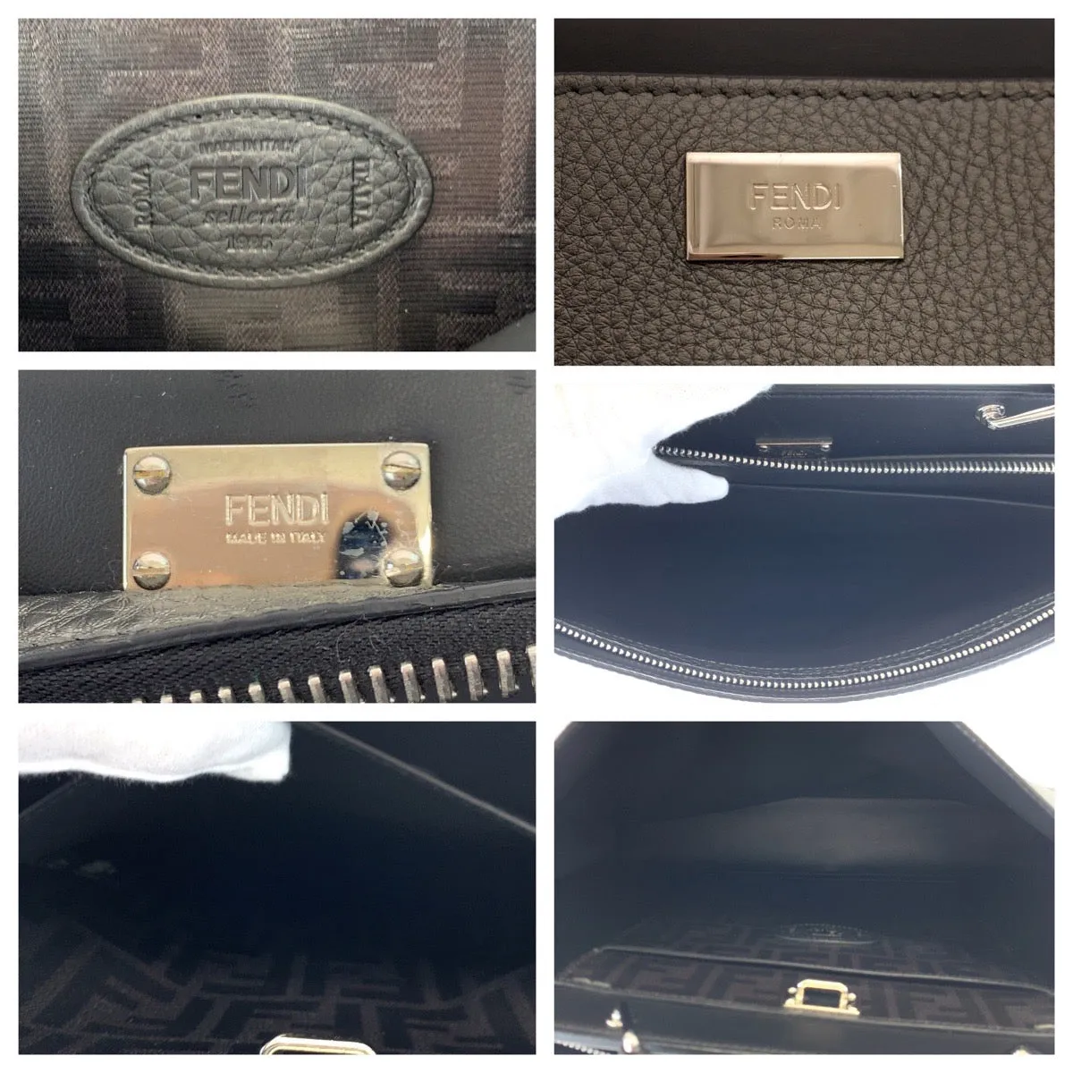 Fendi Peekaboo Leather Handbag Gray