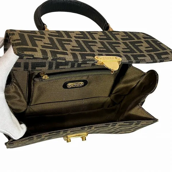 Fendi Zucca Canvas Leather Handbag