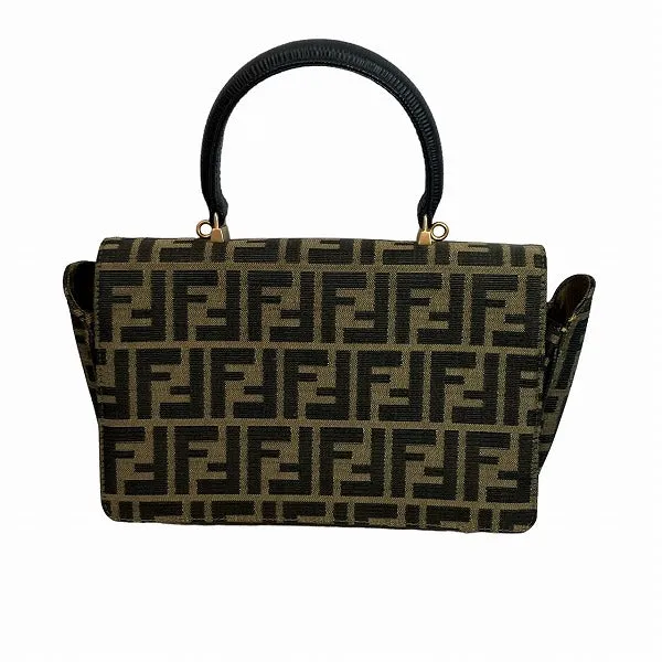 Fendi Zucca Canvas Leather Handbag