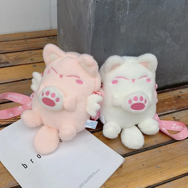 Kawaii Cartoon Cat Plush Shoulder Bag
