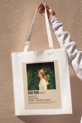Lana Del Rey SAD GIRL 2014 White Tote Bag with Zipper