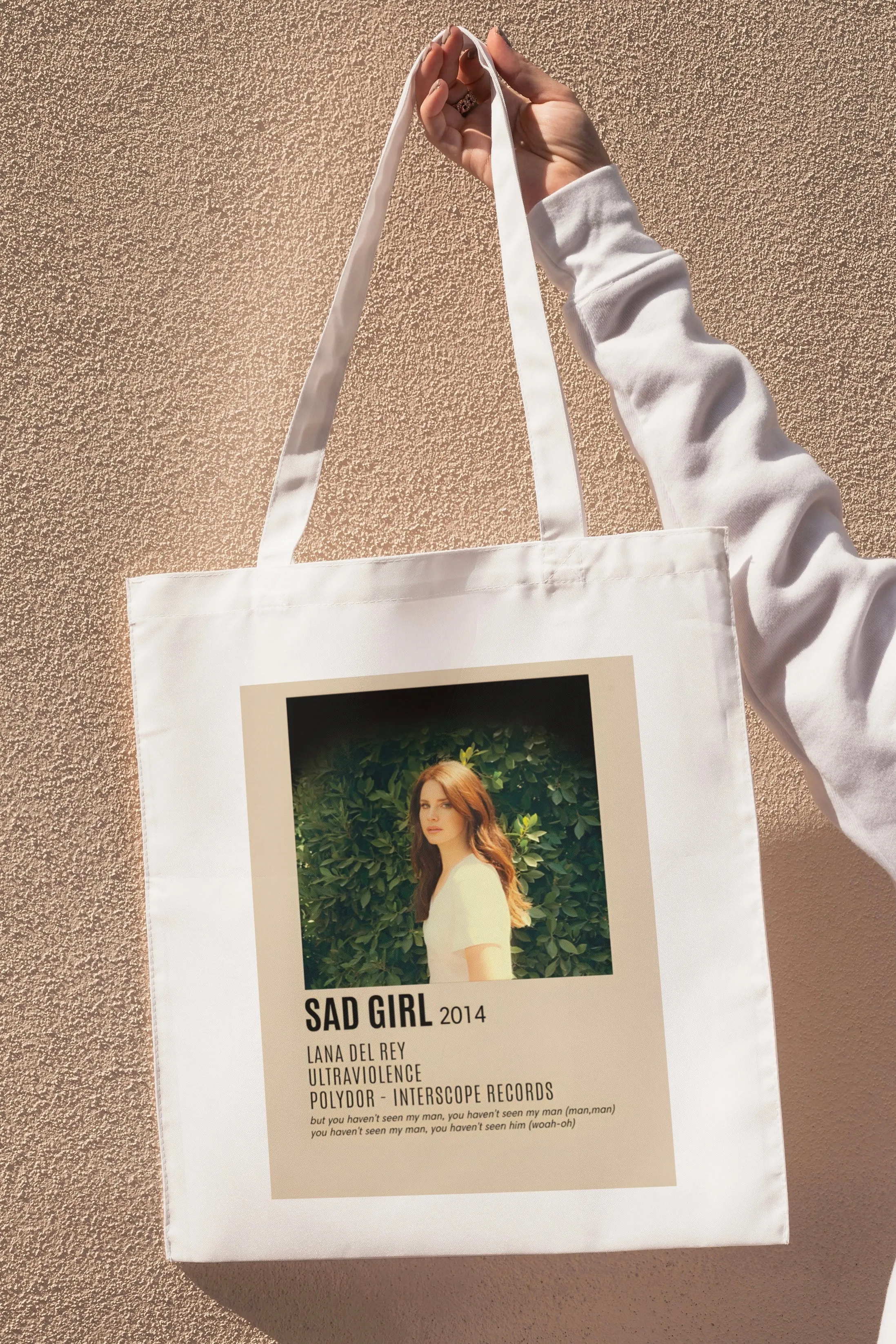 Lana Del Rey SAD GIRL 2014 White Tote Bag with Zipper