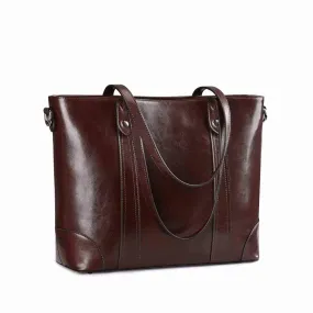 Leather Laptop Tote Handbag for Women