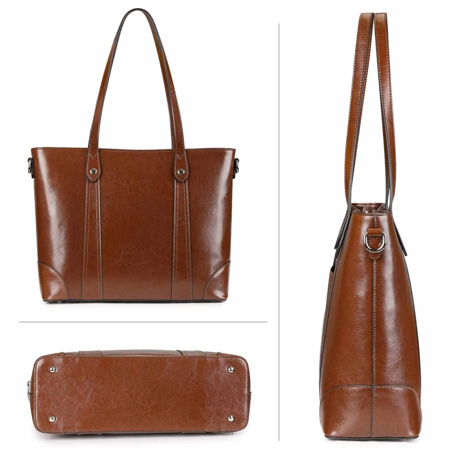 Leather Laptop Tote Handbag for Women