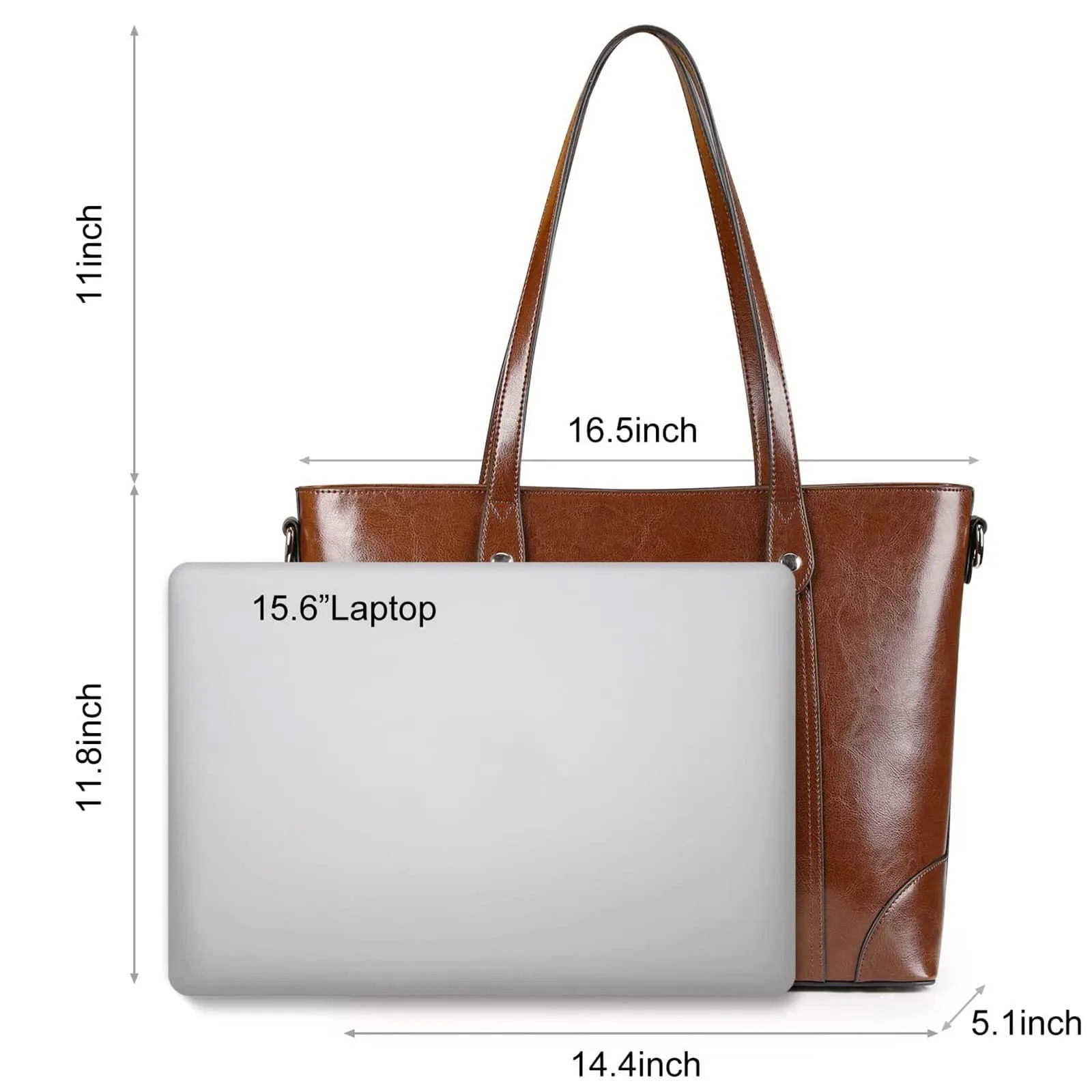 Leather Laptop Tote Handbag for Women