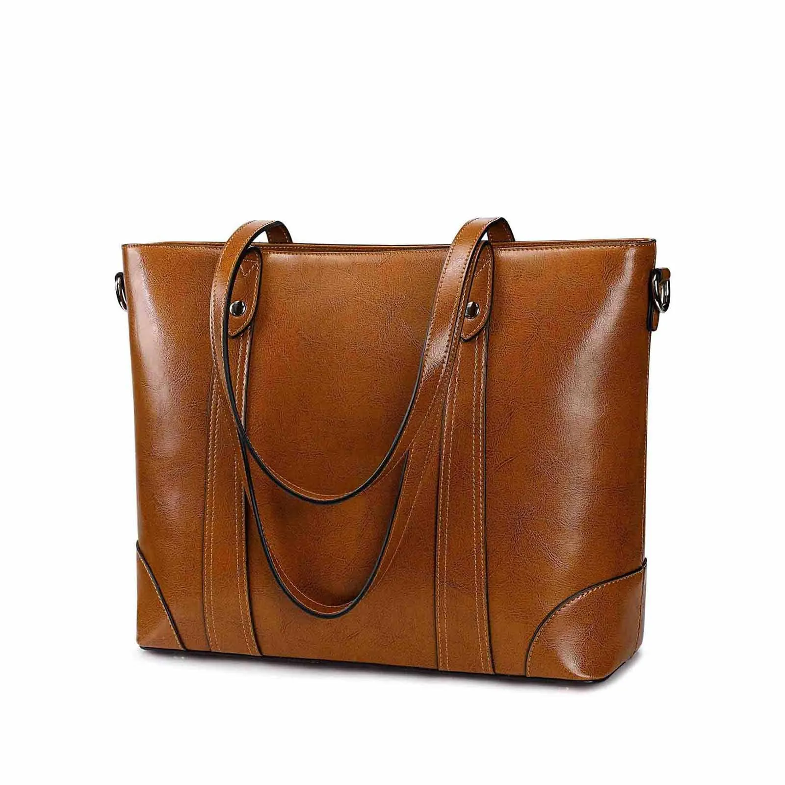 Leather Laptop Tote Handbag for Women