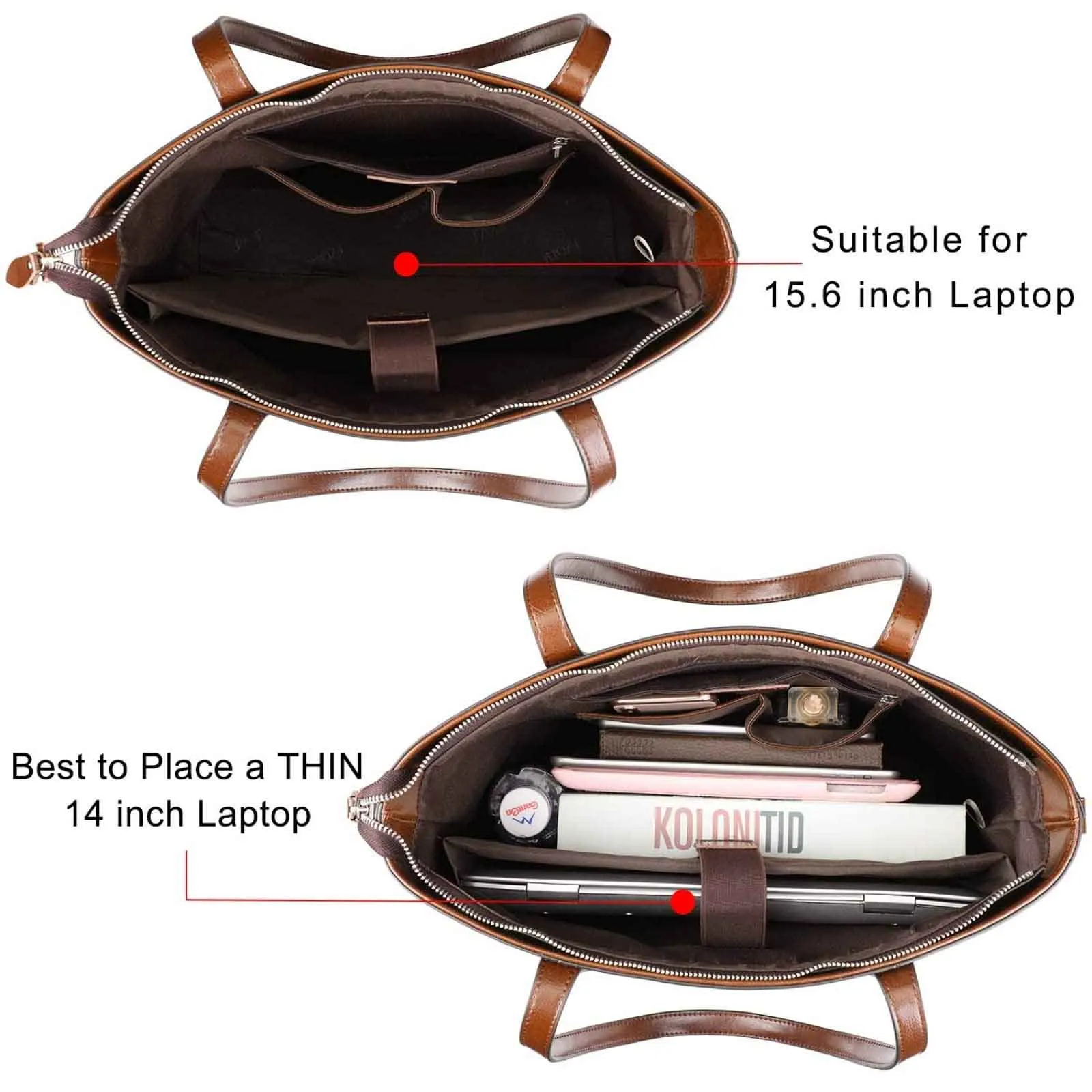 Leather Laptop Tote Handbag for Women