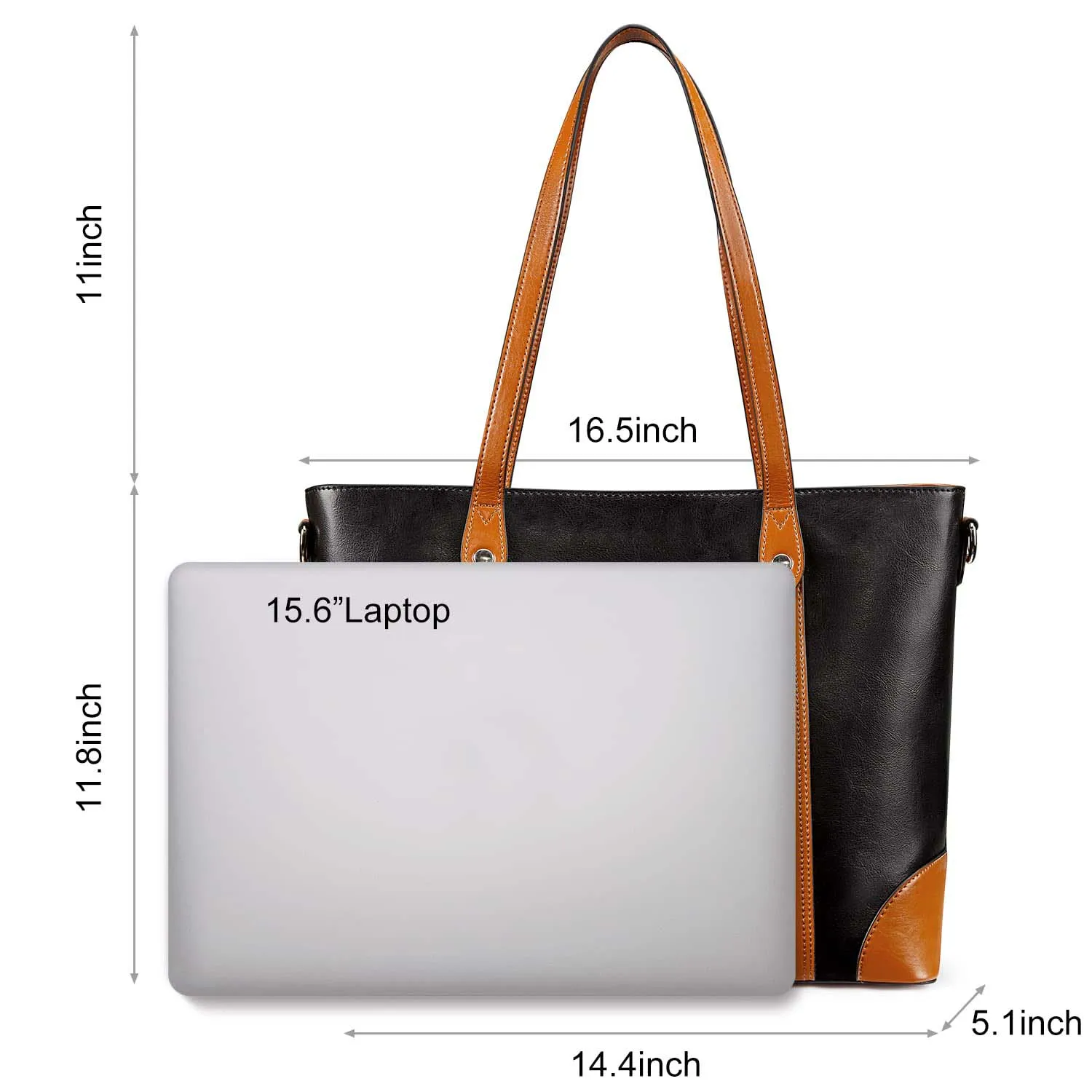 Leather Laptop Tote Handbag for Women