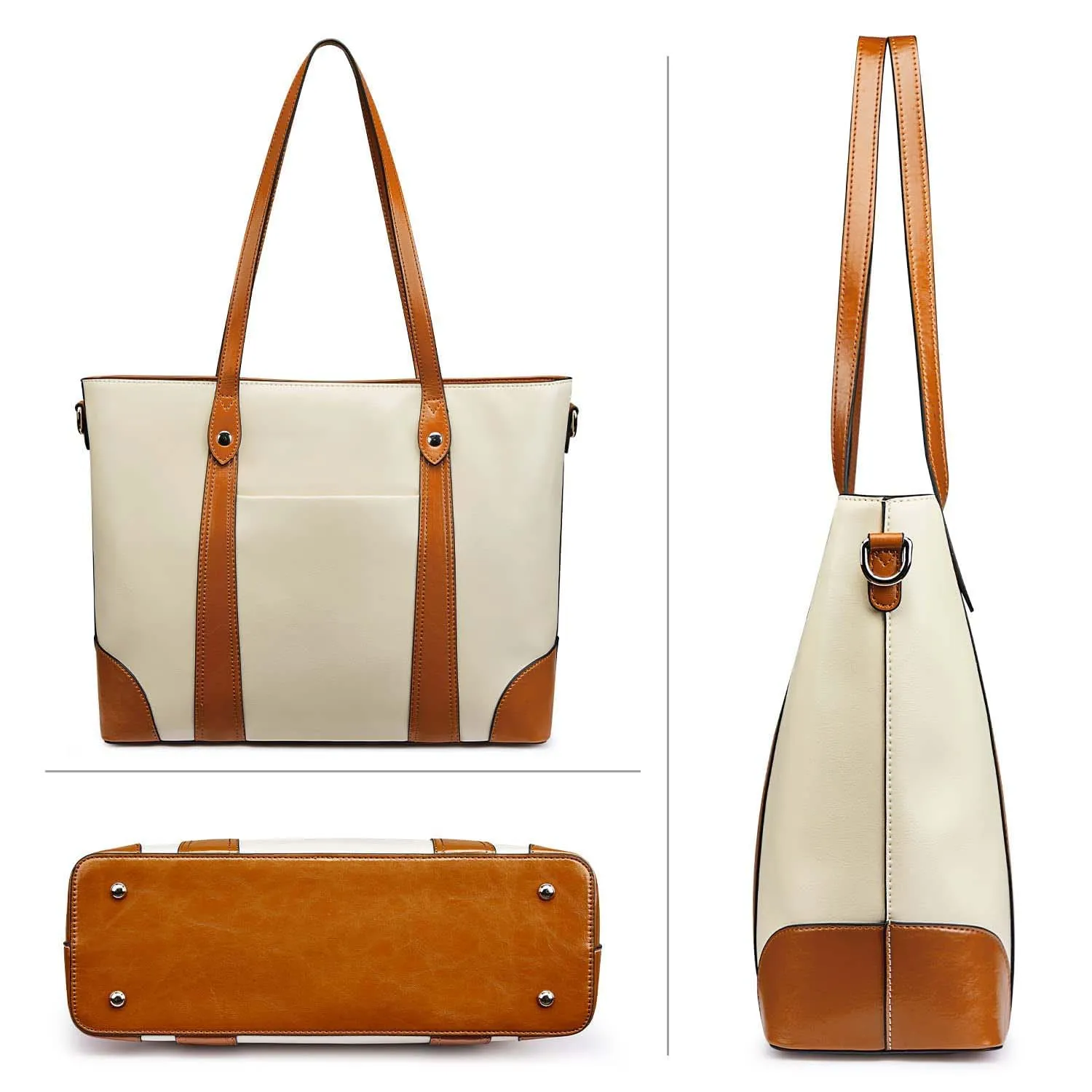 Leather Laptop Tote Handbag for Women