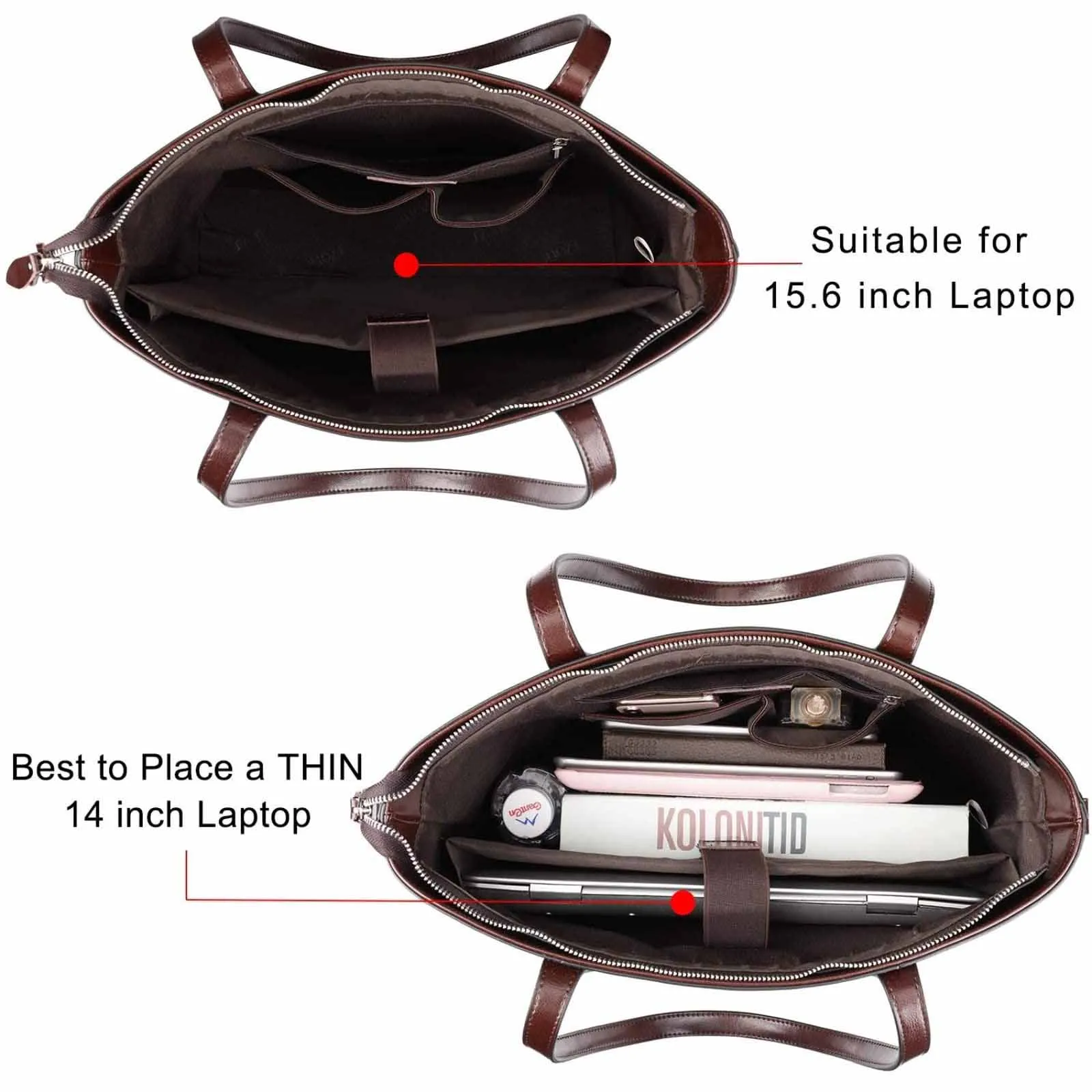 Leather Laptop Tote Handbag for Women