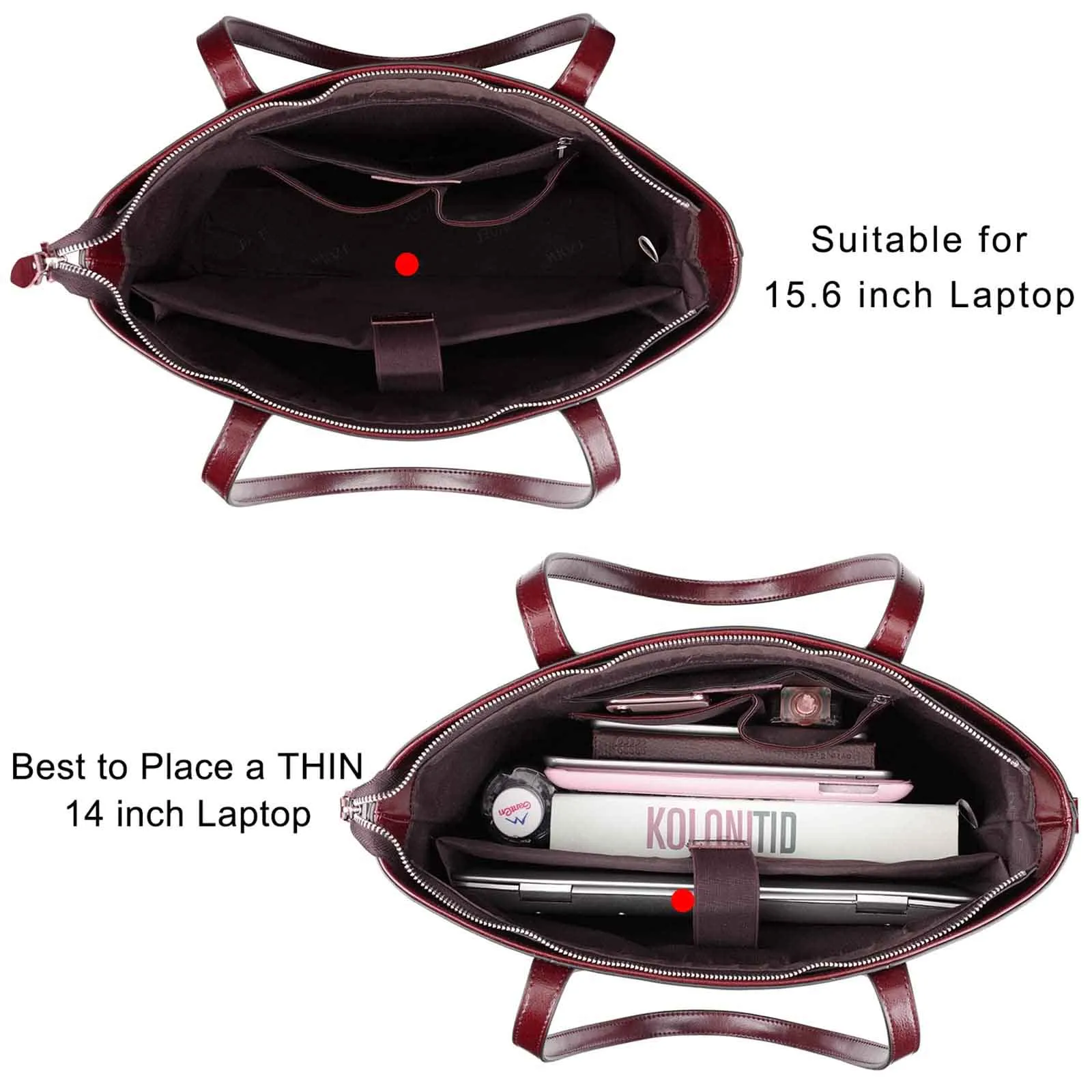 Leather Laptop Tote Handbag for Women