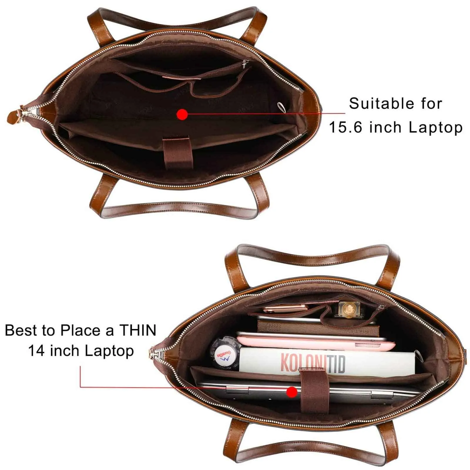 Leather Laptop Tote Handbag for Women