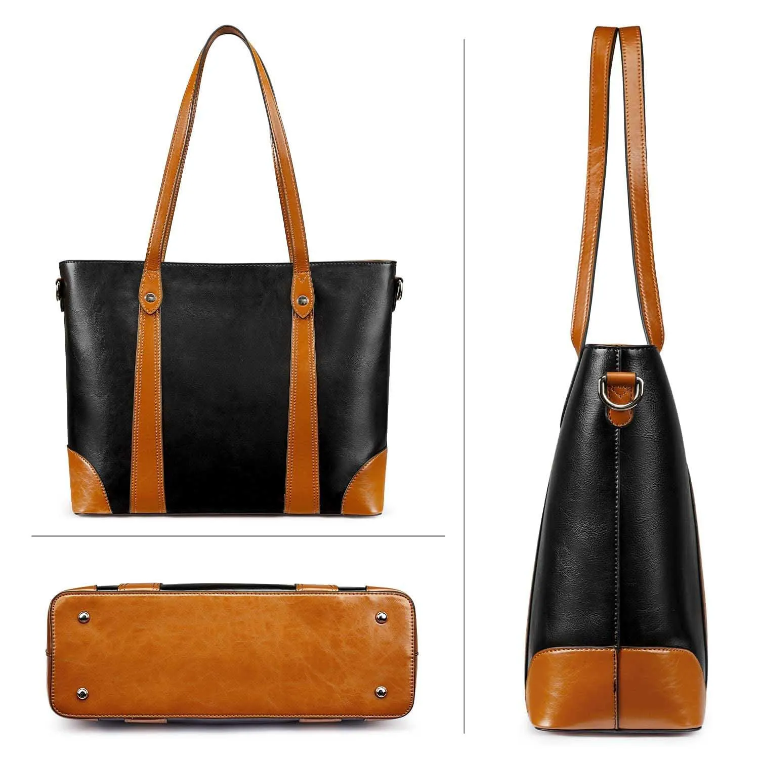 Leather Laptop Tote Handbag for Women