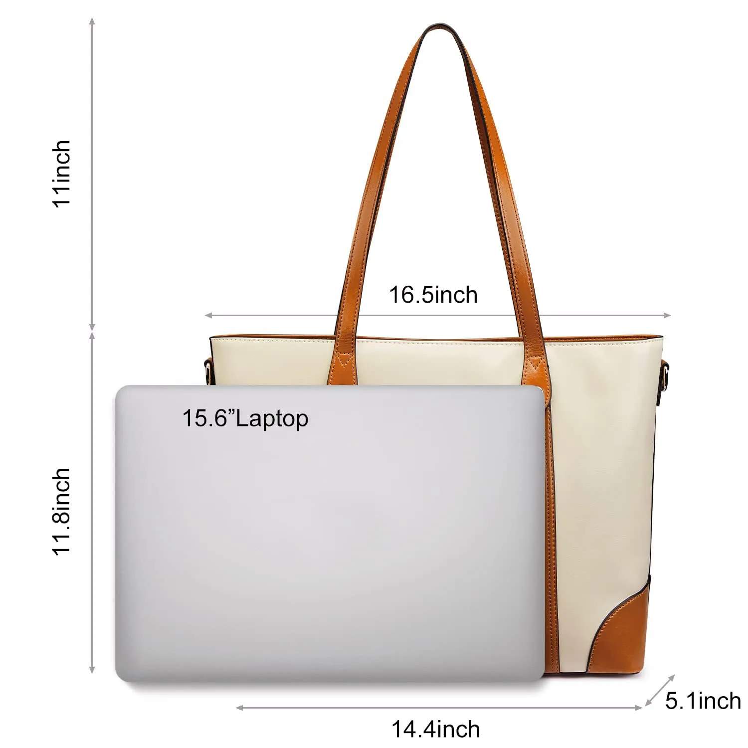 Leather Laptop Tote Handbag for Women