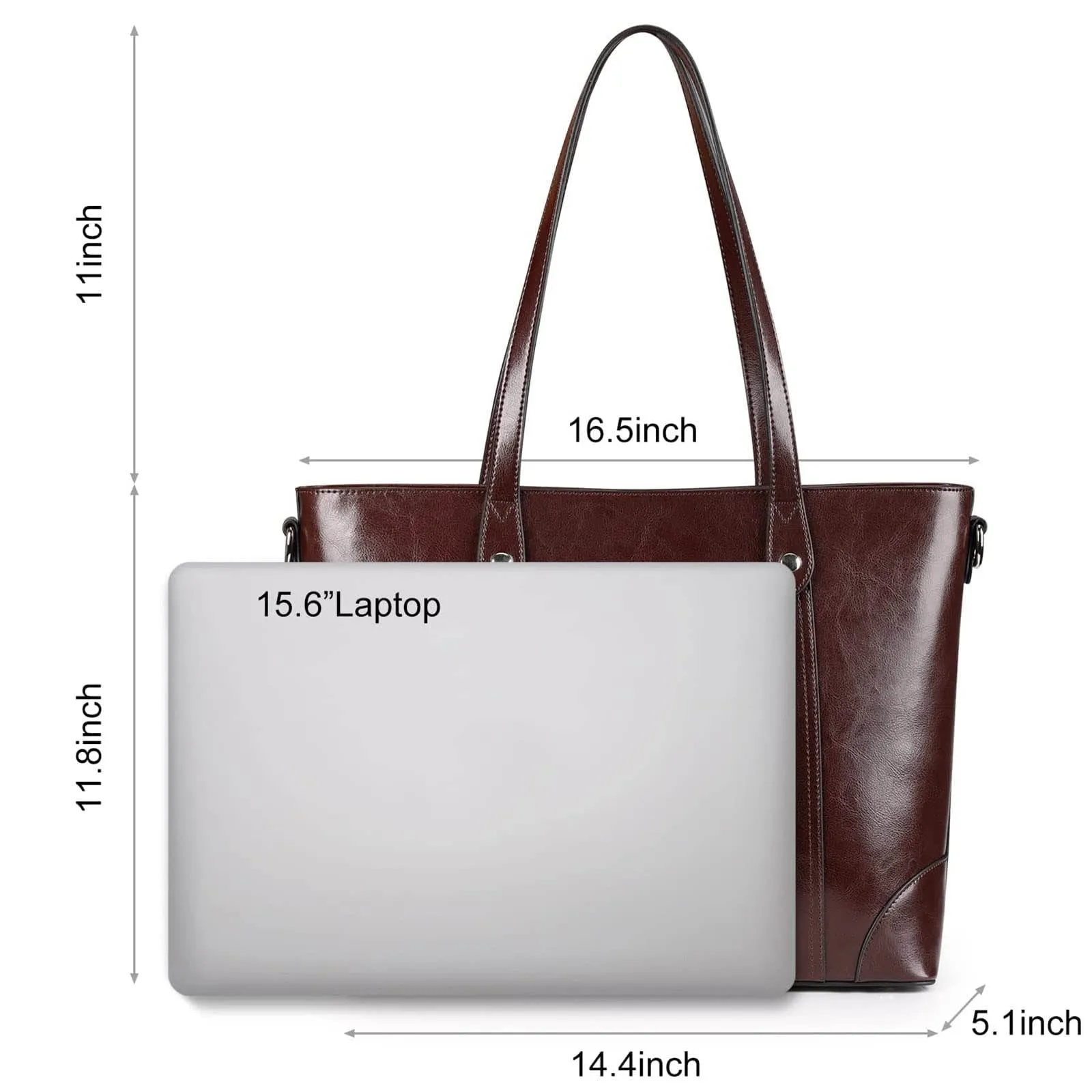 Leather Laptop Tote Handbag for Women