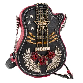 Mary Frances I'm a Star Crossbody Guitar Beaded Bag Handbag Black Pink Purse NEW