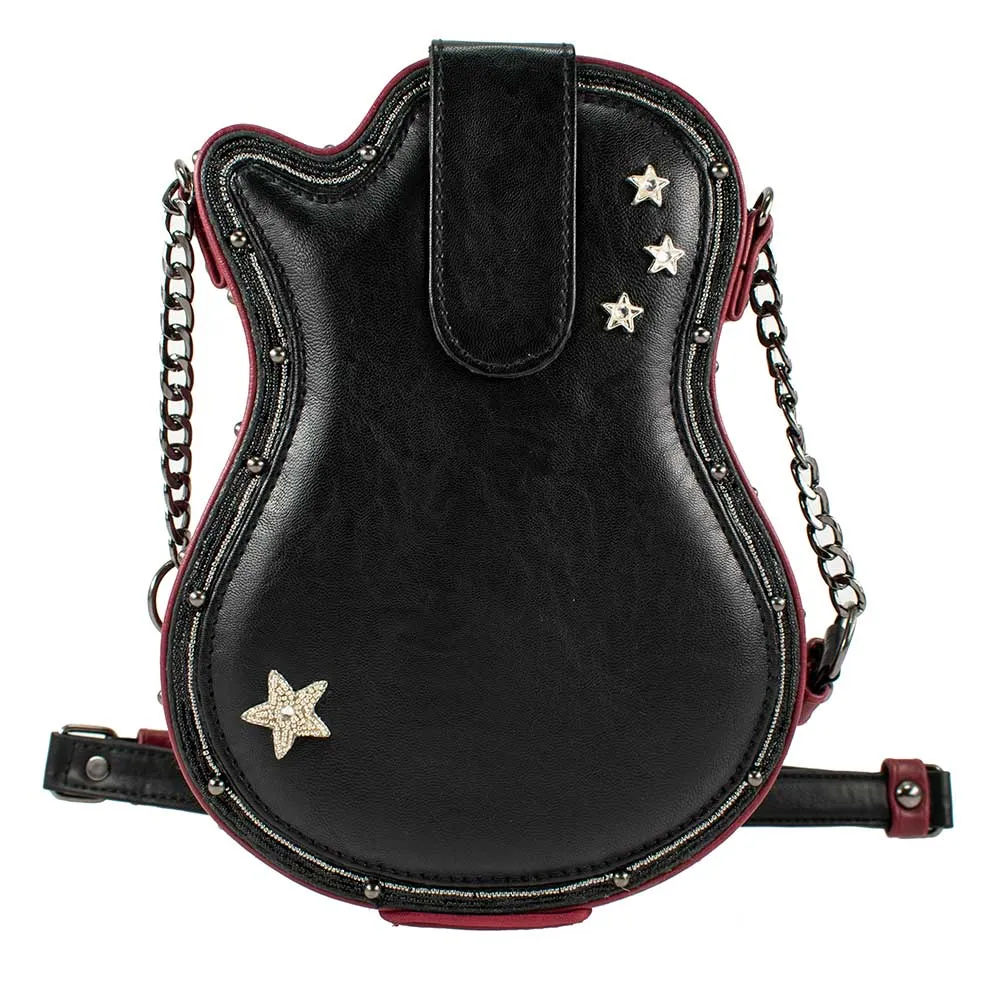 Mary Frances I'm a Star Crossbody Guitar Beaded Bag Handbag Black Pink Purse NEW