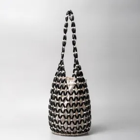Minimalist Bead Shoulder Bag For Women Drawstring Lining Purse