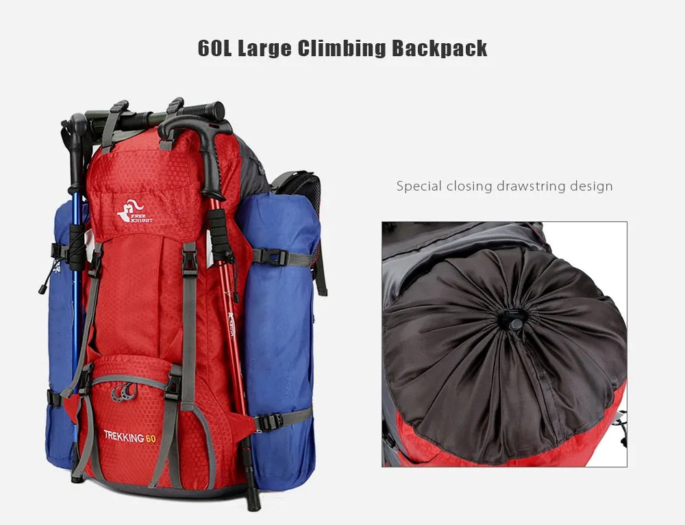 Mochila para acampar al aire libre de 60L con cubierta para lluvia