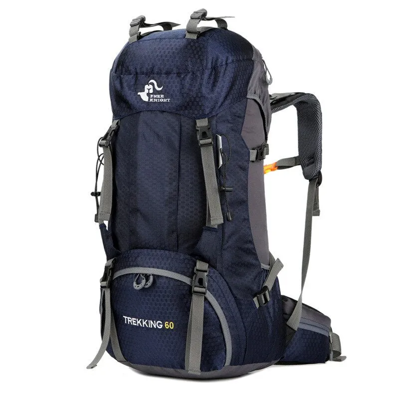 Mochila para acampar al aire libre de 60L con cubierta para lluvia