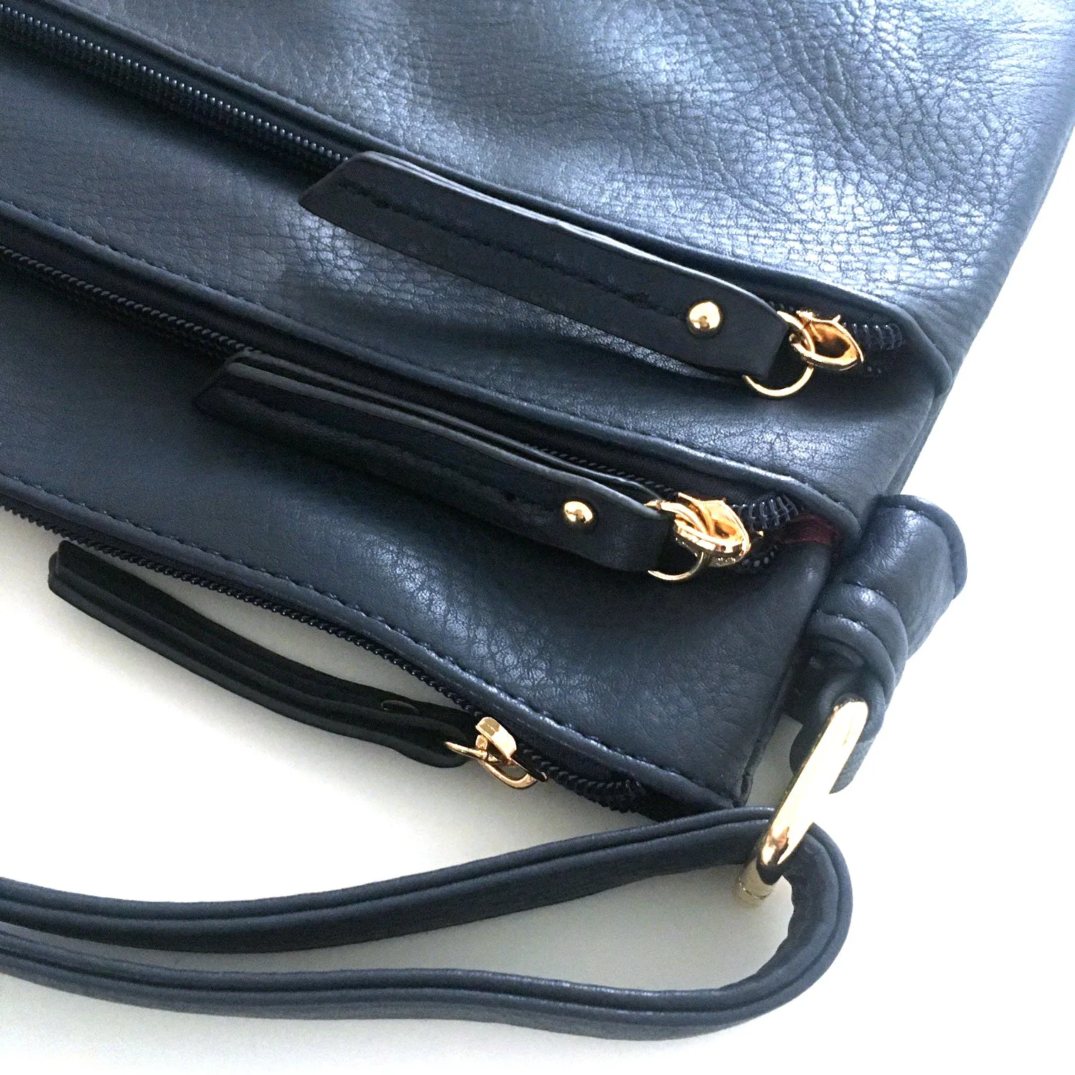 PLAIN NAVY BLUE MULTI COMPARTMENT CROSS BODY SHOULDER BAG