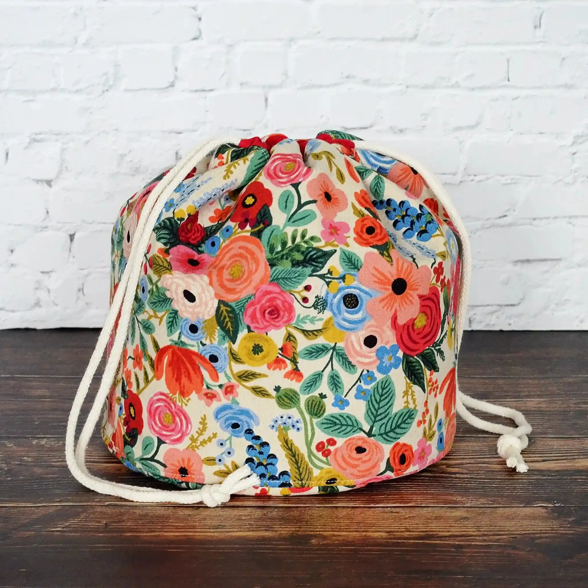 Pretty Floral Canvas Bucket Bag