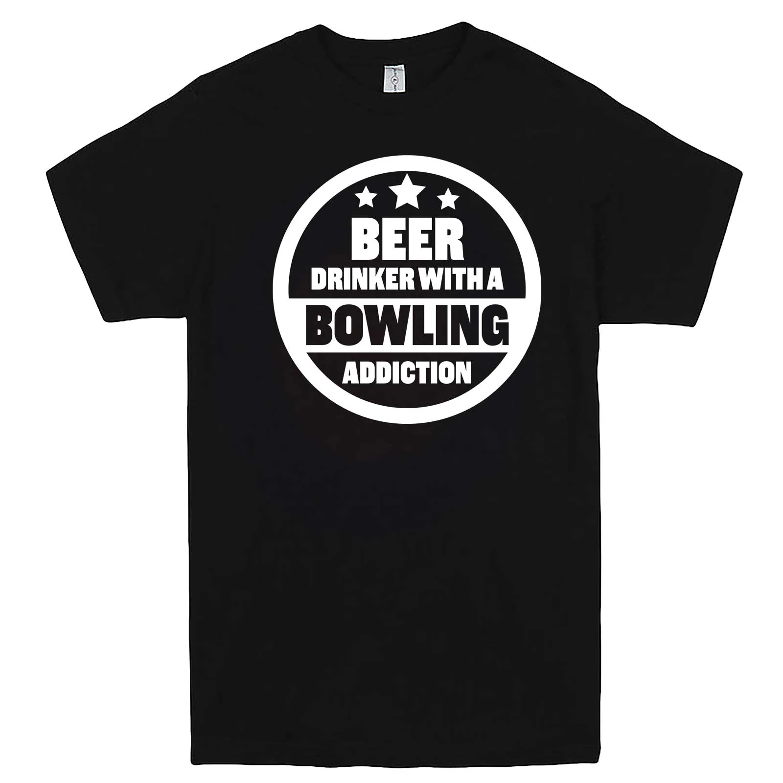 "Beer Drinker with a Bowling Addiction" men's t-shirt