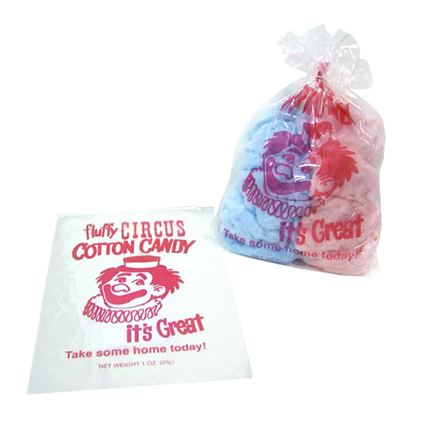 Red Clown Cotton Candy Bags