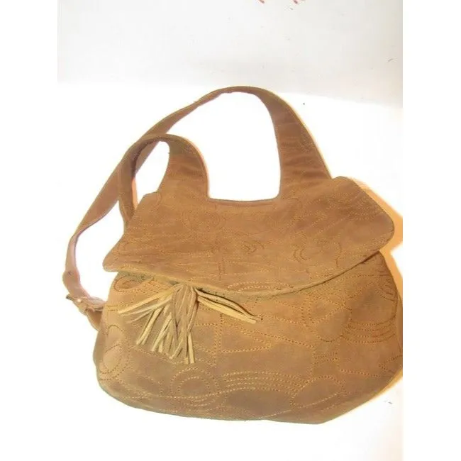 Salvatore Ferragamo Vintage Pursesdesigner Purses Caramel Brown Suede Leather Messenger Bag