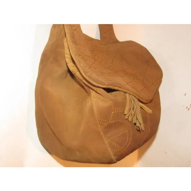Salvatore Ferragamo Vintage Pursesdesigner Purses Caramel Brown Suede Leather Messenger Bag