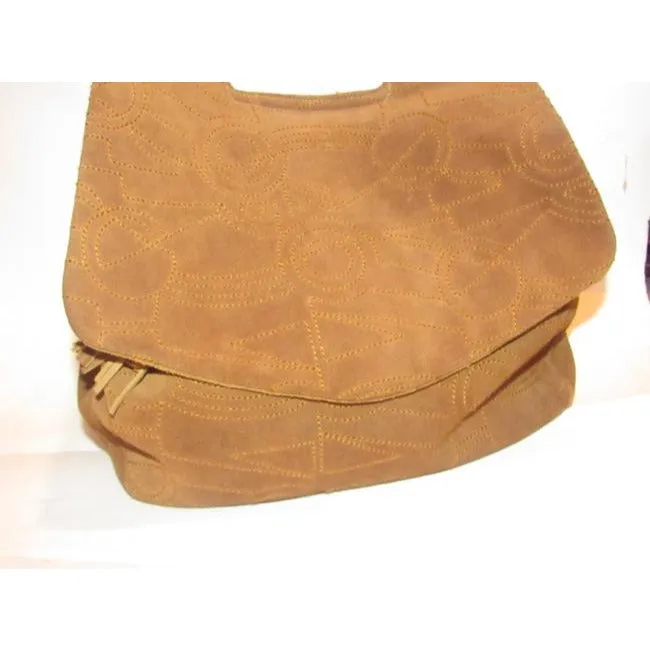 Salvatore Ferragamo Vintage Pursesdesigner Purses Caramel Brown Suede Leather Messenger Bag
