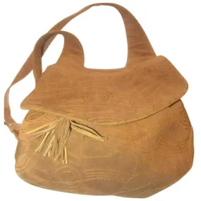 Salvatore Ferragamo Vintage Pursesdesigner Purses Caramel Brown Suede Leather Messenger Bag