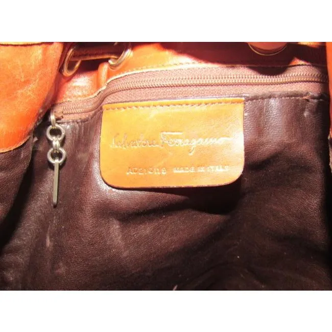 Salvatore Ferragamo Vintage Pursesdesigner Purses Chestnut Brown Leather Satchel