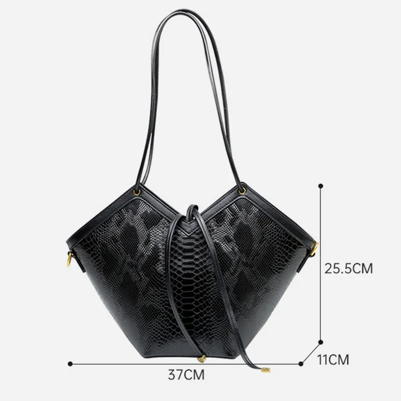 Underarm Bag For Commuter Snakeskin Grain Leather Shoulder Purse