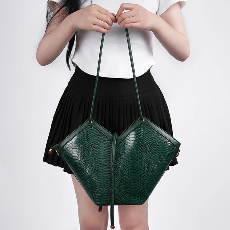 Underarm Bag For Commuter Snakeskin Grain Leather Shoulder Purse